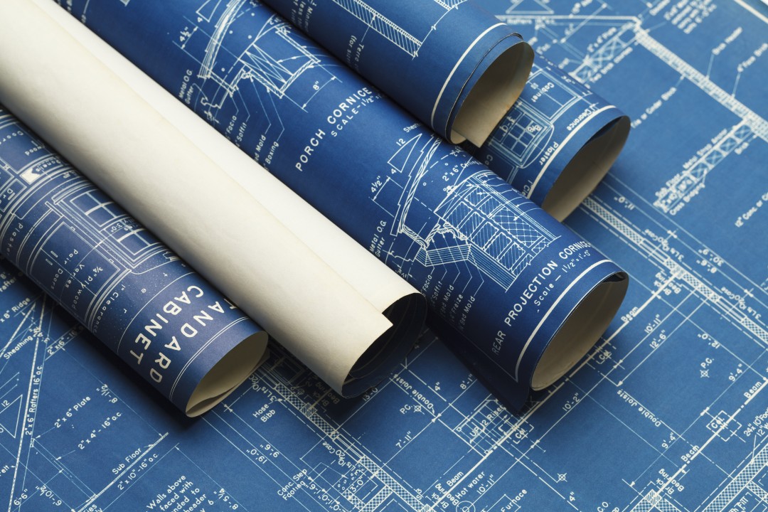 A roll of blueprints.