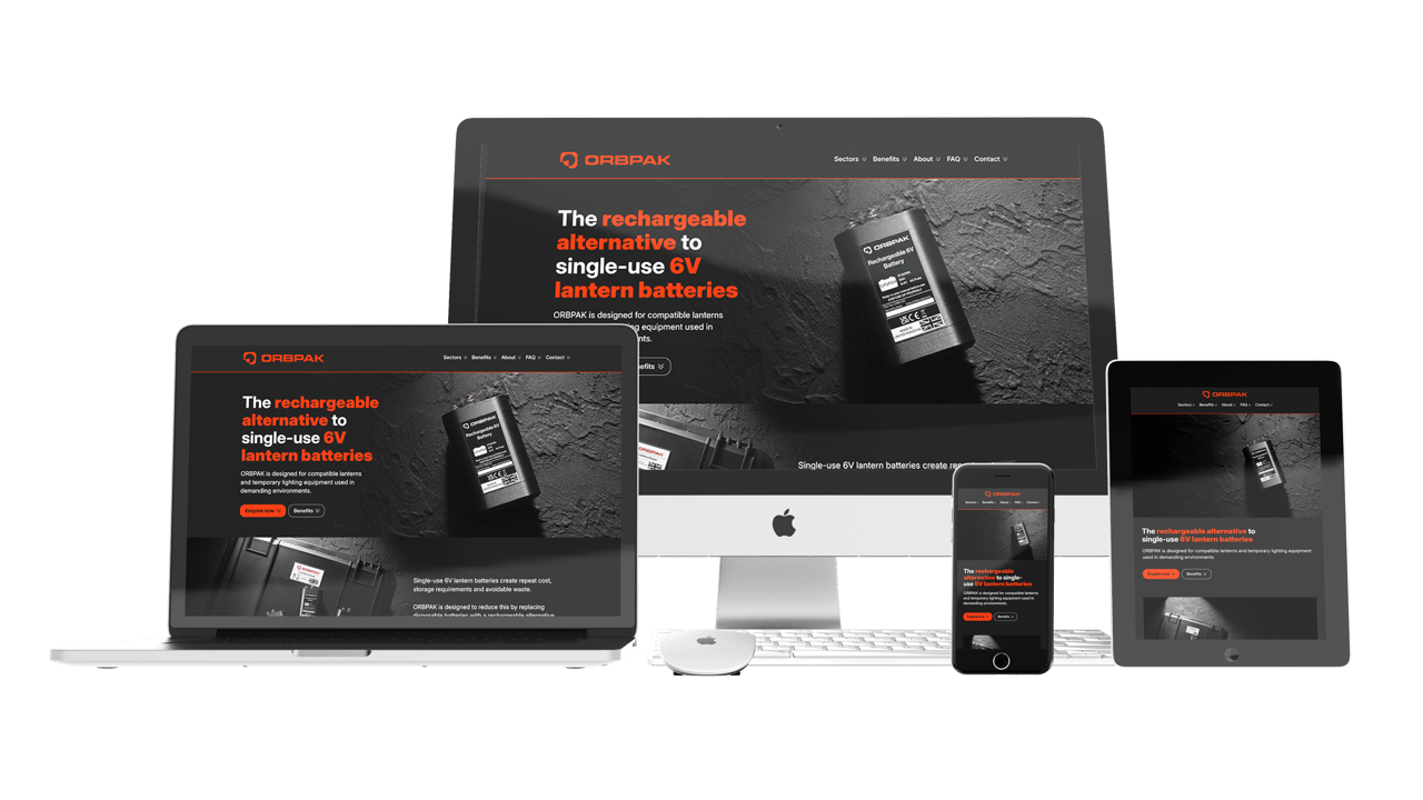 The ORBPAK website home page.