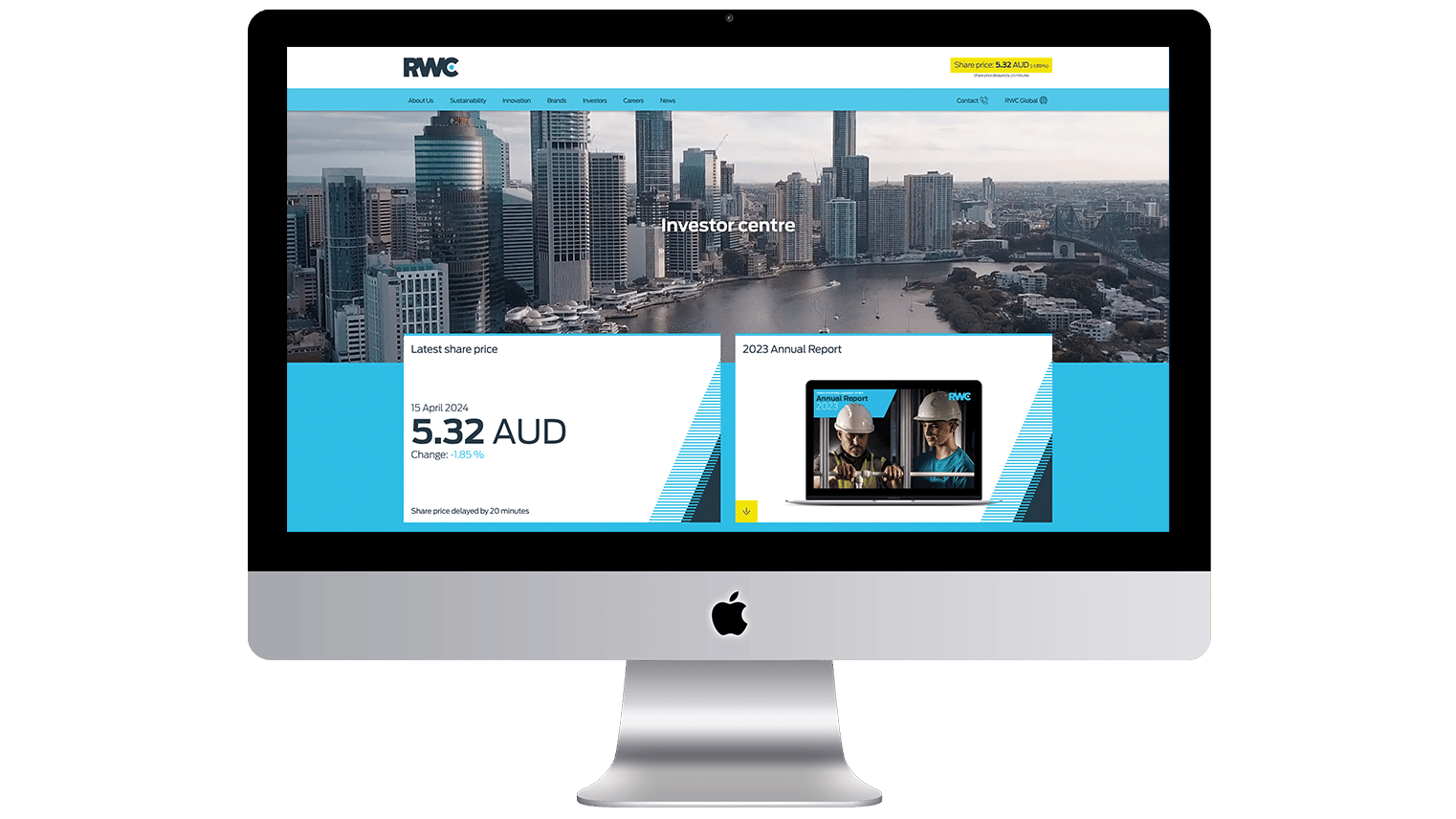 The investor centre on RWC's website shown on an iMac.