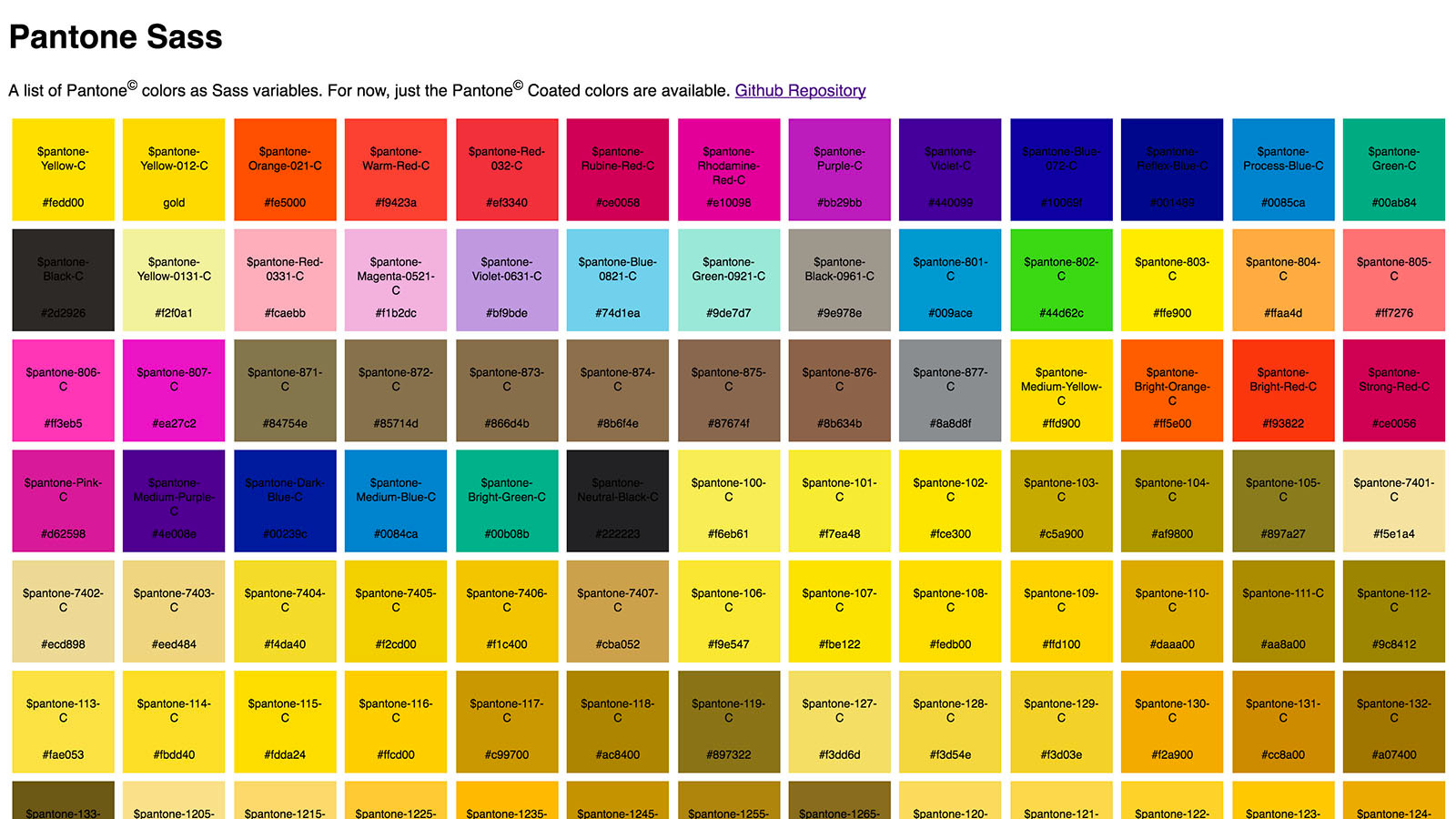 Pantone Sass screenshot.