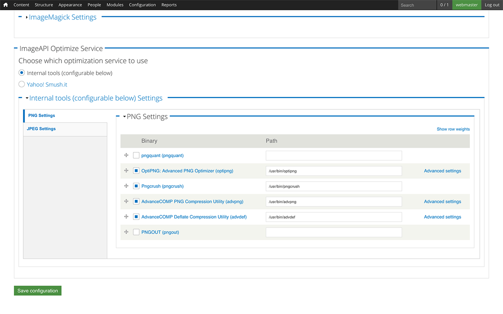 Image toolkit PNG settings screenshot.