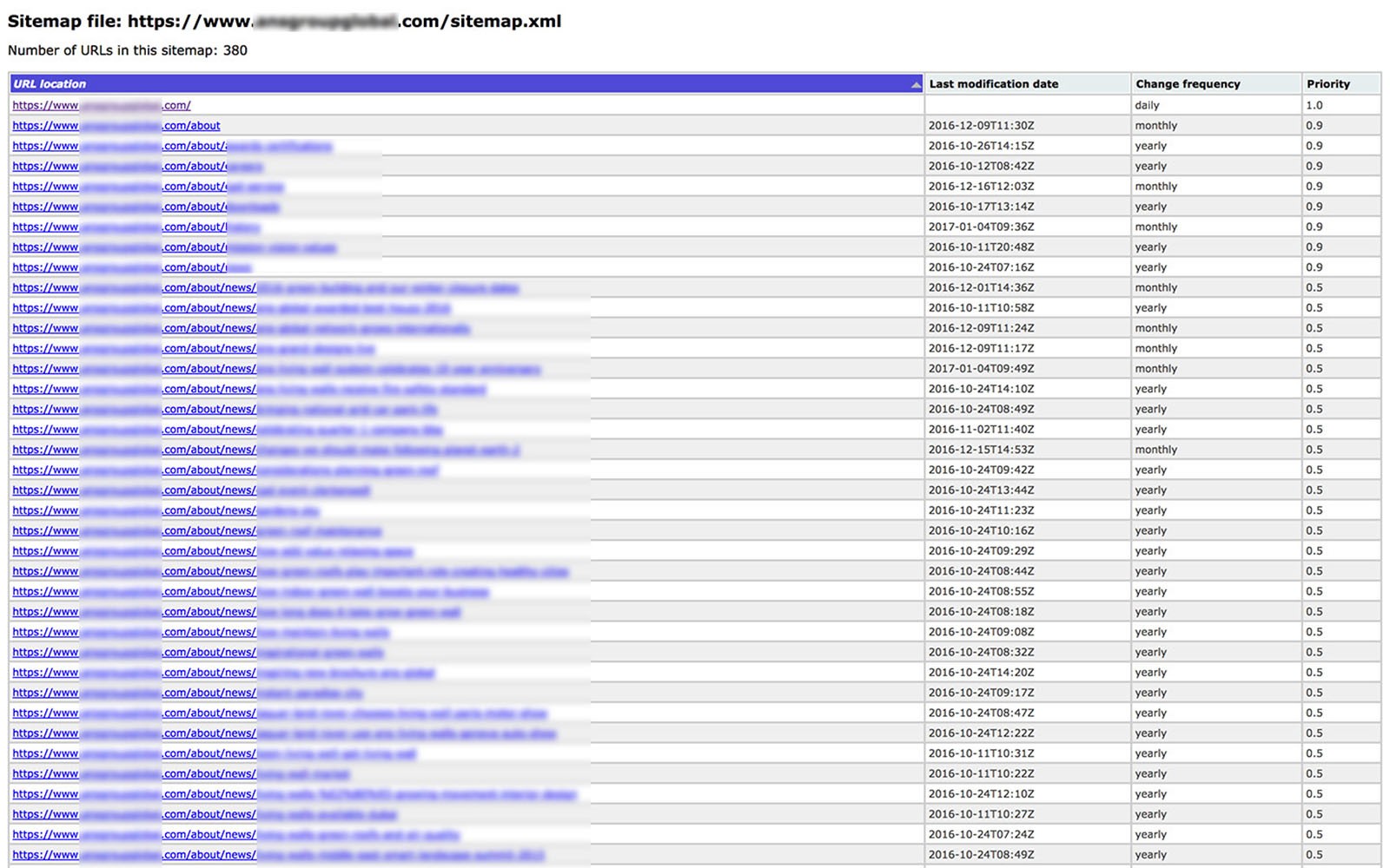 XML sitemap page screenshot.