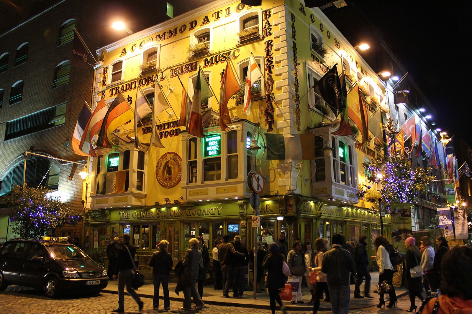 A busy street in Dublin, Ireland.