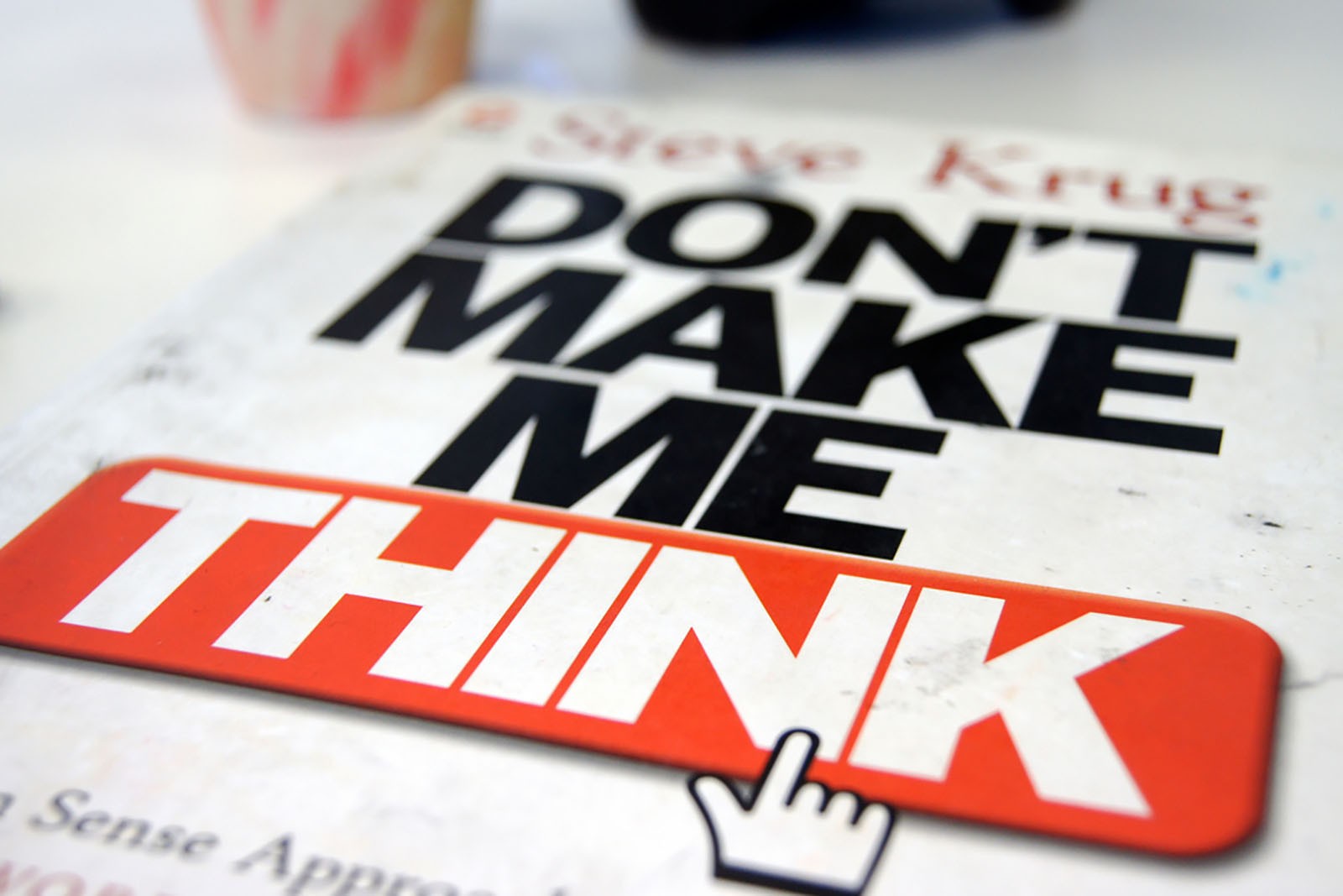 A copy of the book ‘Don’t Make Me Think’ by UX expert Steve Krug.