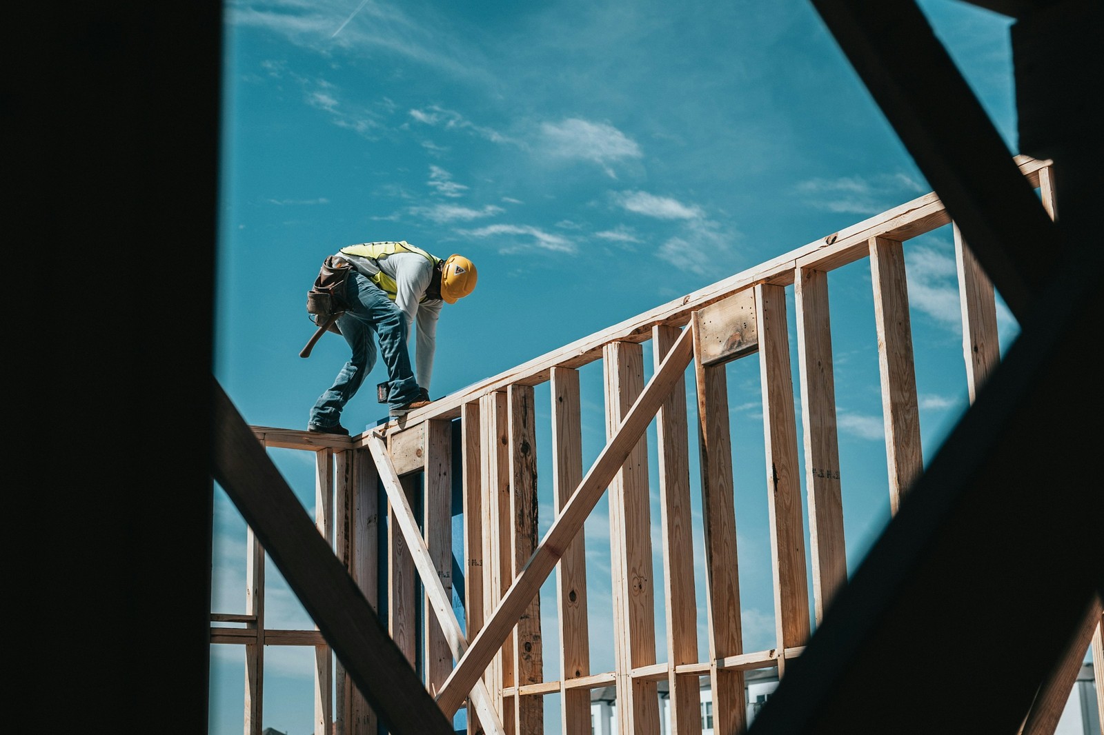 worker building a house