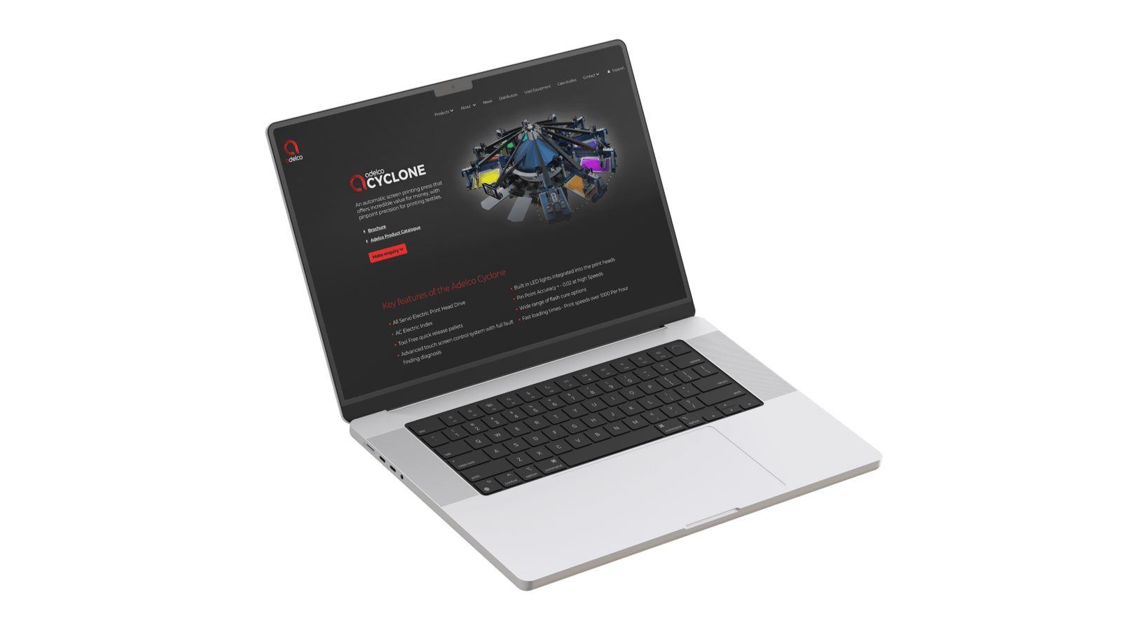 The new Adelco website on a MacBook.