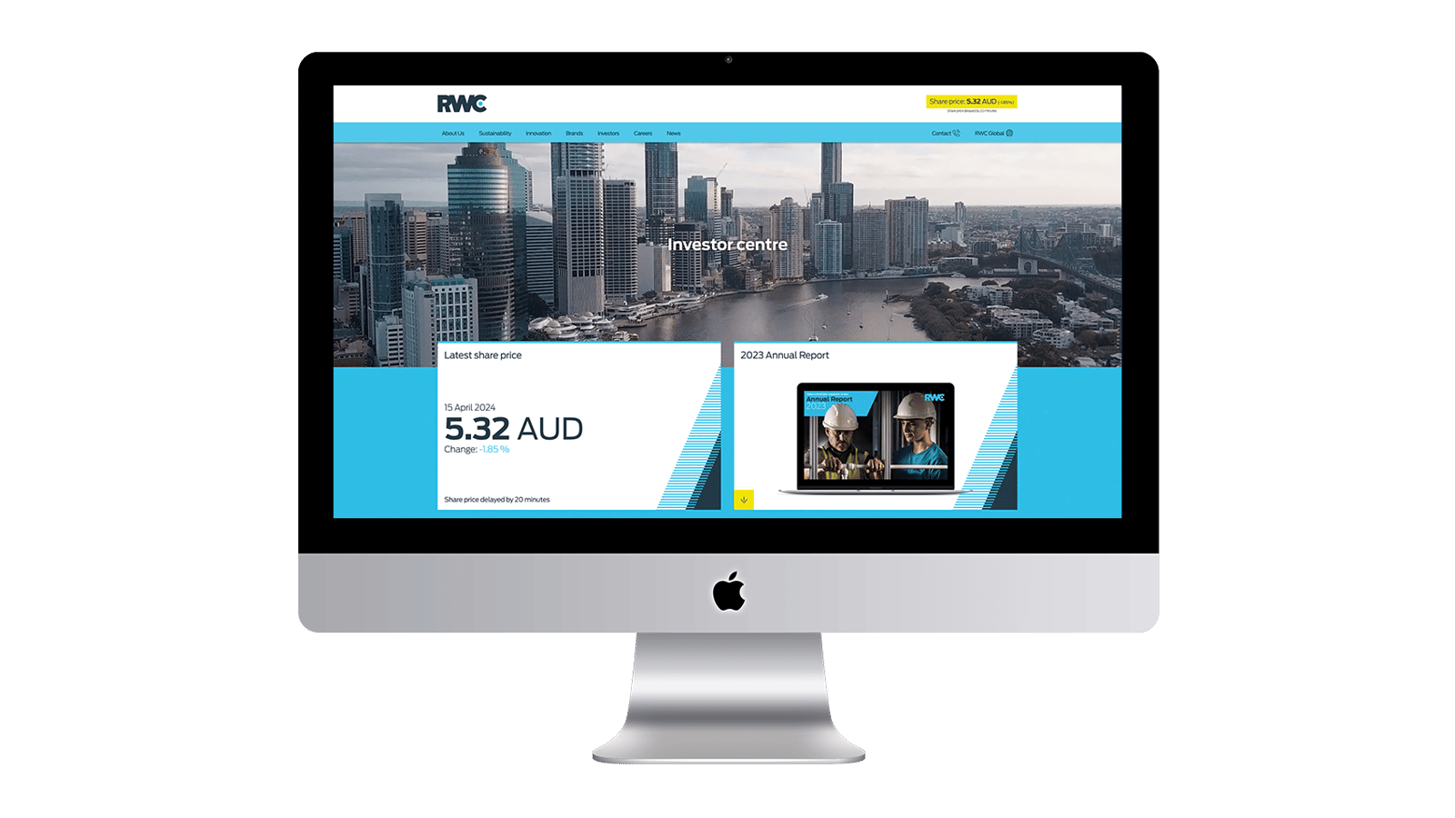 The investor centre on RWC's website shown on an iMac.