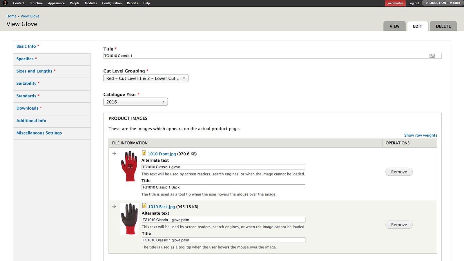 Adding a glove to the Traffi website in Drupal.
