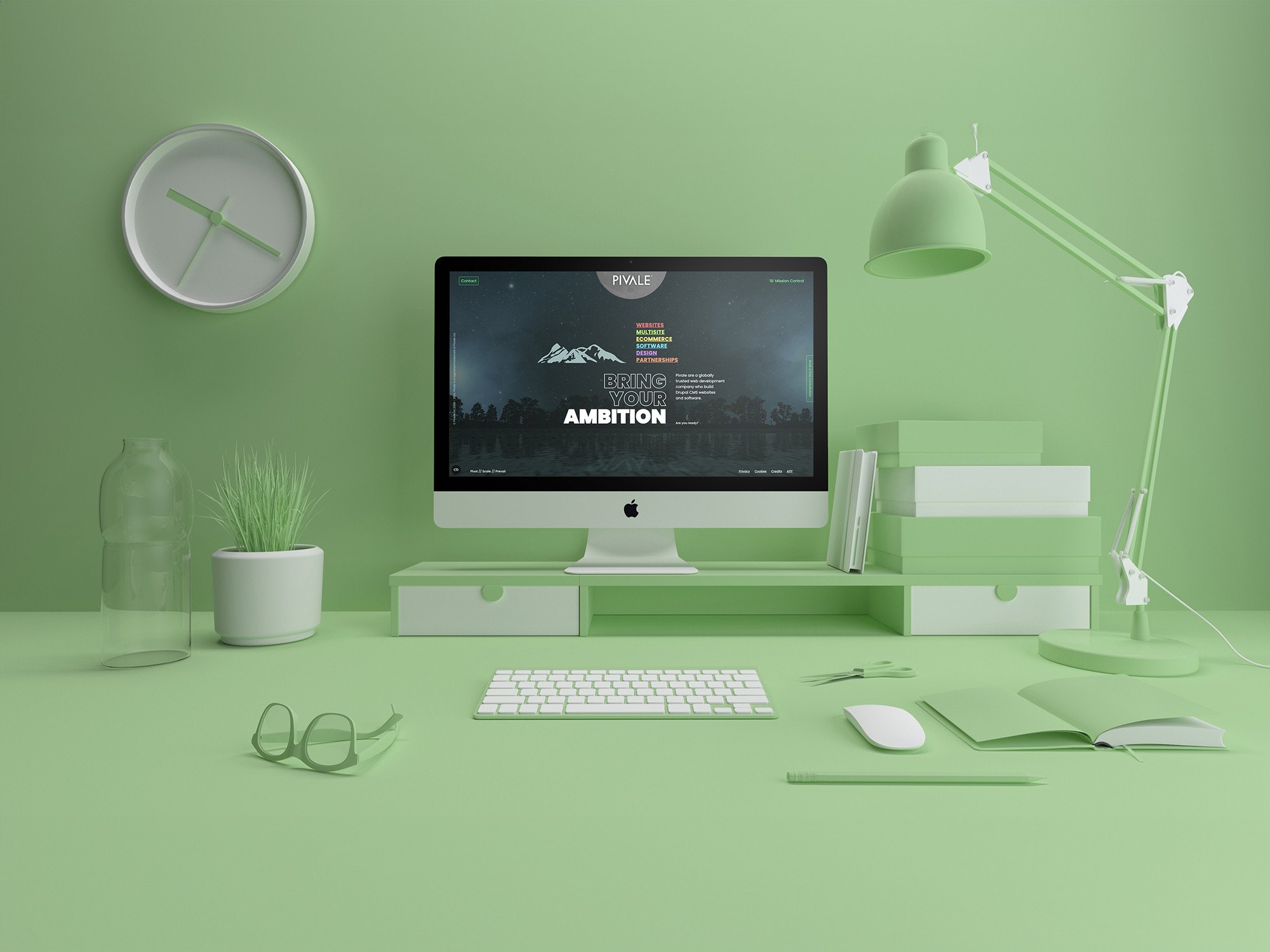 The new Pivale website showcased on an Apple iMac.
