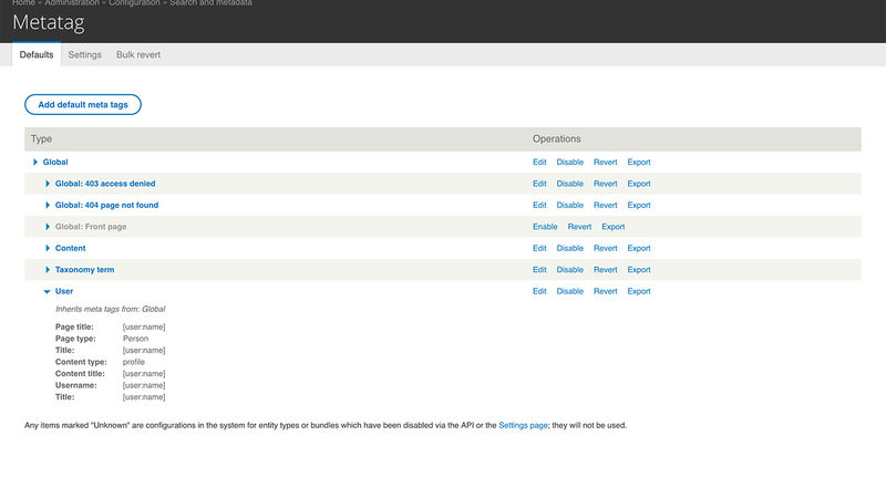 Metatag global settings screenshot, part 4 of 5.