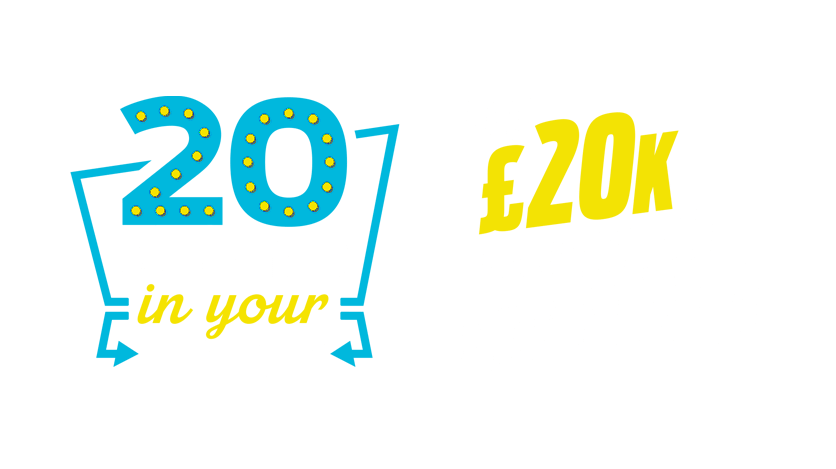 The John Guest "20 grand in your hand" competition logo.