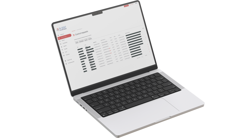 The control requests screen of the In-Space Missions customer data portal on a MacBook Pro.