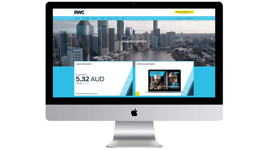 The investor centre on RWC's website shown on an iMac.