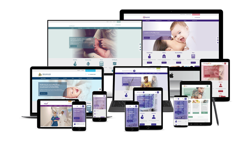 The suite of Virtus Health websites shown on a variety of devices.